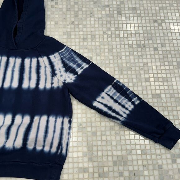 Madewell Navy White Tie-dye Hooded Cotton Sweatshirt - Picture 3 of 12
